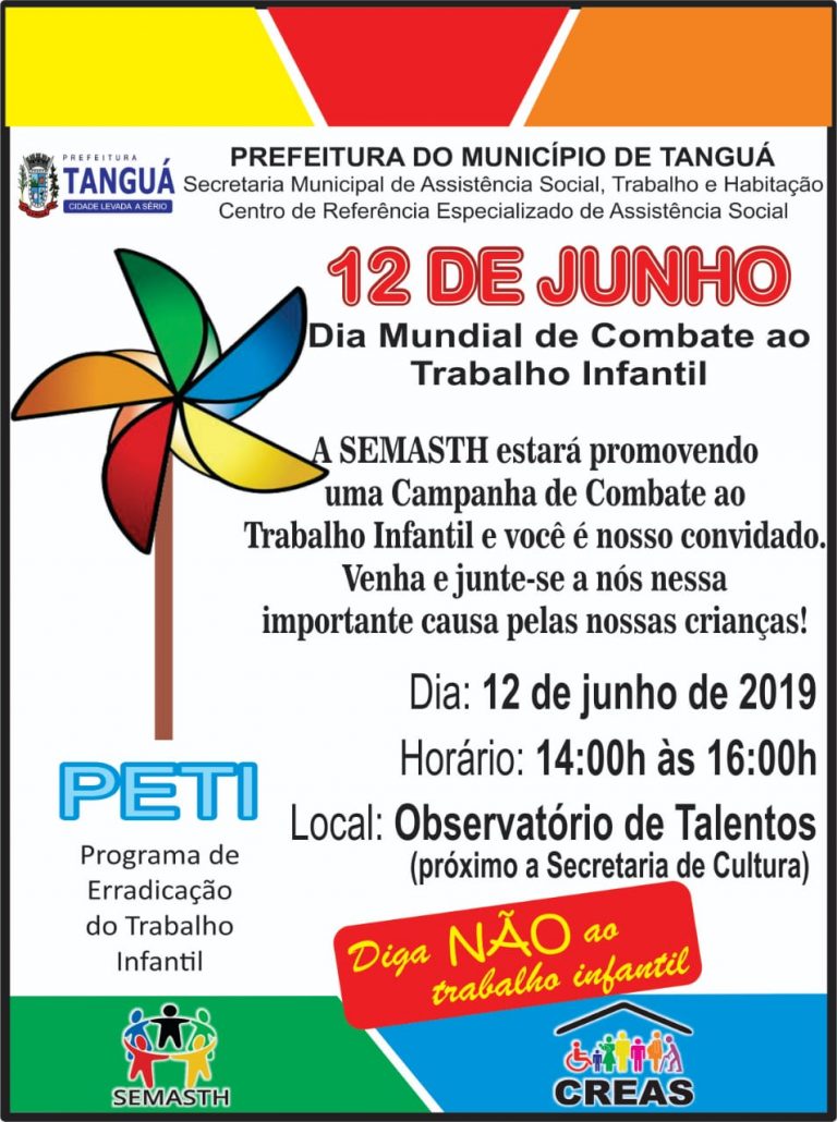 Campanha De Combate Ao Trabalho Infantil Prefeitura De Tangua